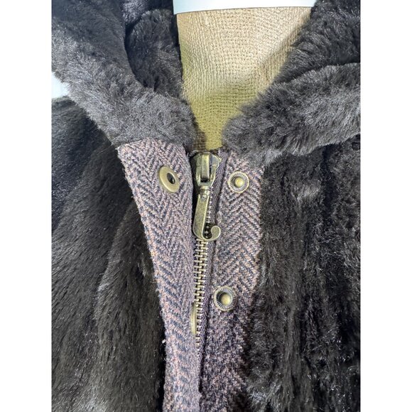 Vintage Y2K 90s Juicy Couture Brown Faux Fur Full Zip Bomber Jacket Coat Sz S - Picture 4 of 16